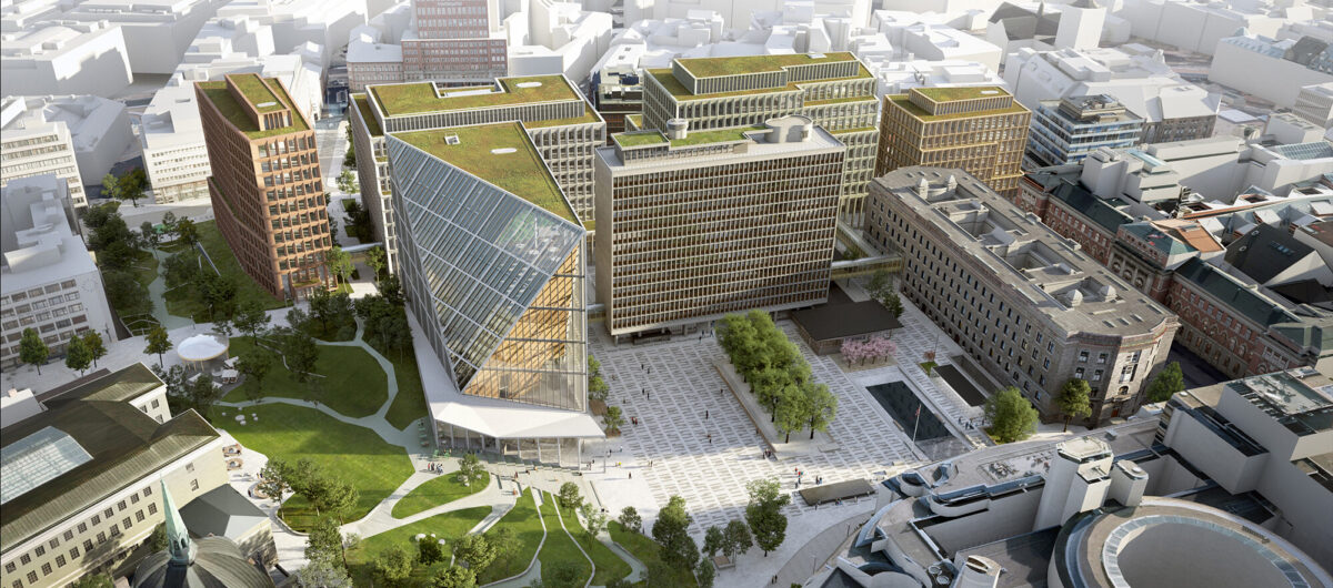 A bird’s-eye view of the new government quarter in Oslo, Norway