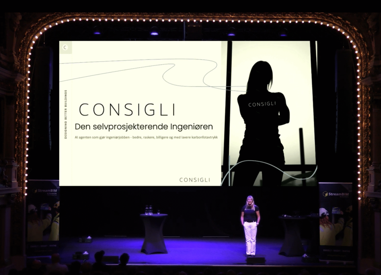 Janne Aas-Jacobsen from Consigli AS presenting at StreamBIM Day Stockholm 2025