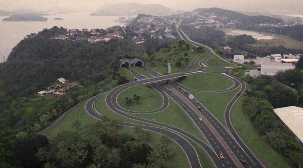 A panorama illustration of the new Bypakke Ålesund road and tunnel project in Alesund, Norway