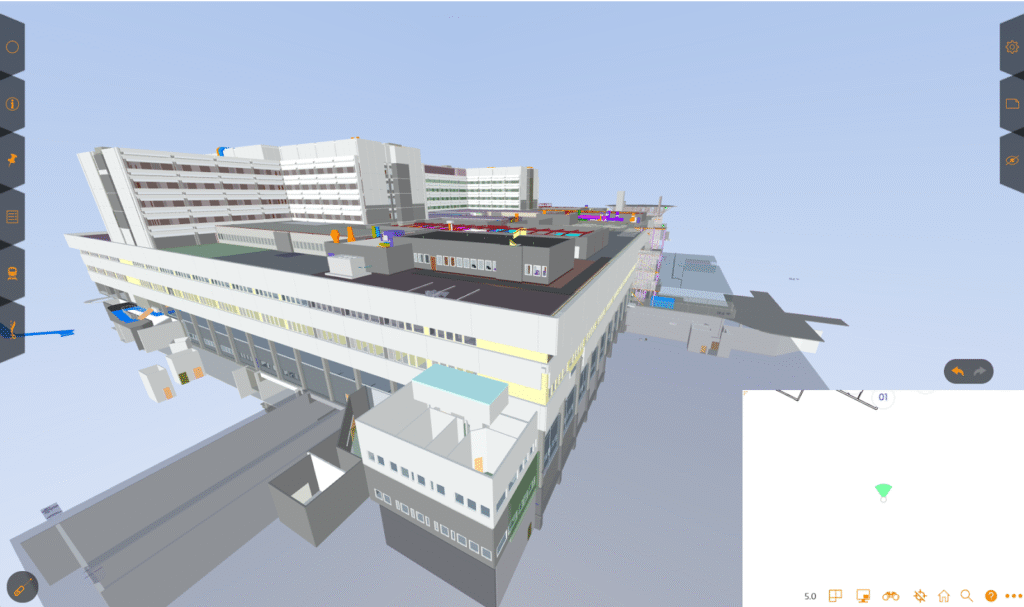 Sentralblokken” was handed over in November 1983. Has now been modeled up to a “slim-BIM” with building envelope dry walls and rooms. The facility has multiple upgrading projects running, enhancing the slim-BIM gradually to richer dataset