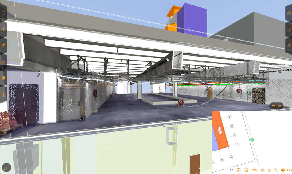 Poincloud scan combined with BIM in “Sentralblokken” as documentation and preparation for an upgrade