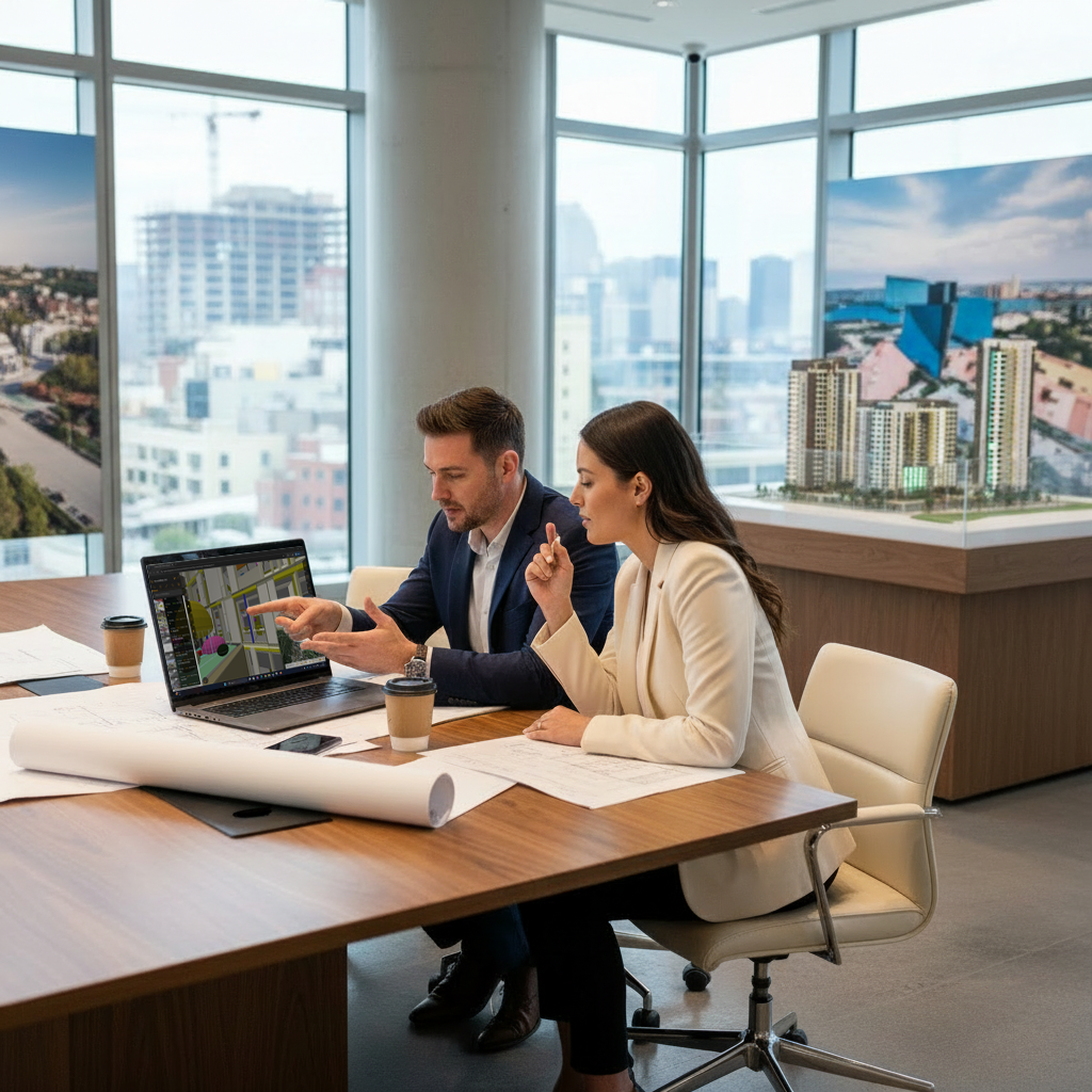 An illustration of Real estate developers using StreamBIM